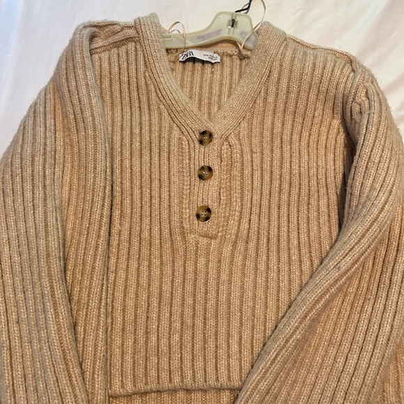 Beige Knit Button Sweater - Picture 3 of 5